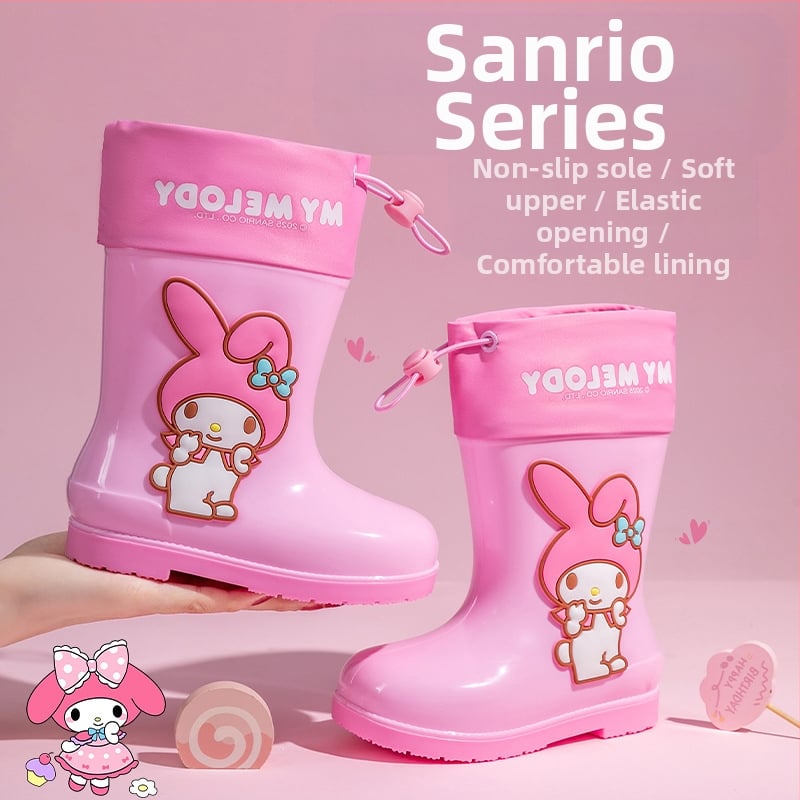 Sanrio Водоустойчиви Beam Kulomi Пролетни и летни детски обувки за дъжд, къси тръбички за открито, неплъзгащи се, четири сезона, бебешки дъждобранчета за момичета