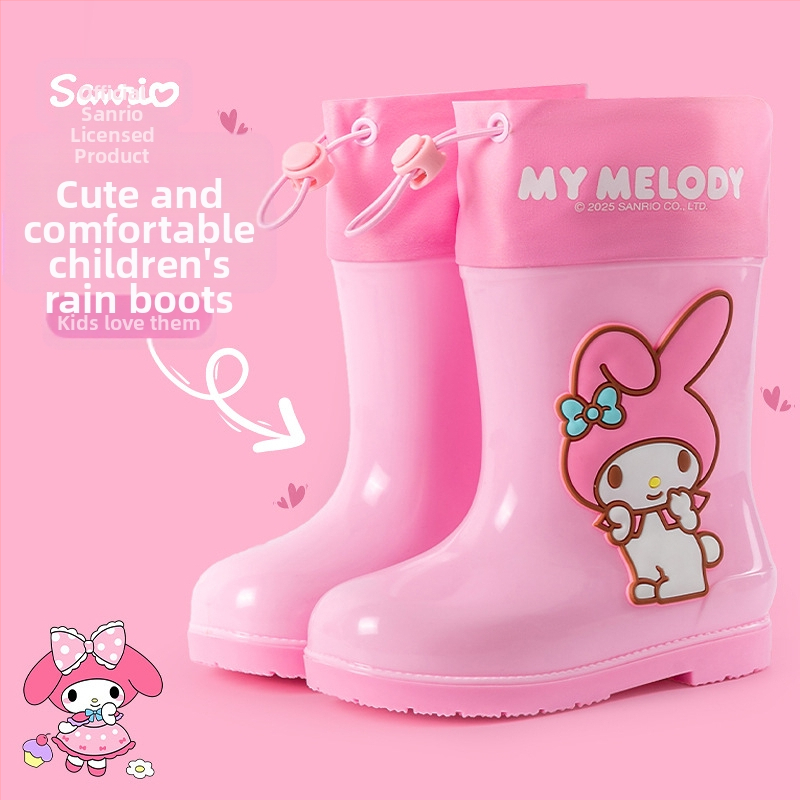 Sanrio Водоустойчиви Beam Kulomi Пролетни и летни детски обувки за дъжд, къси тръбички за открито, неплъзгащи се, четири сезона, бебешки дъждобранчета за момичета