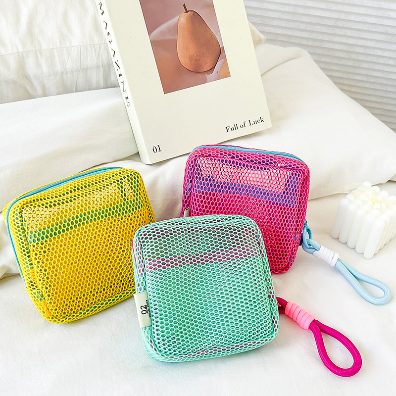 Mini portofel pentru monede, plasă de dopamină, tofu, geantă cosmetică portabilă respirabilă, geantă de depozitare pentru ruj cosmetic, geantă de retuș