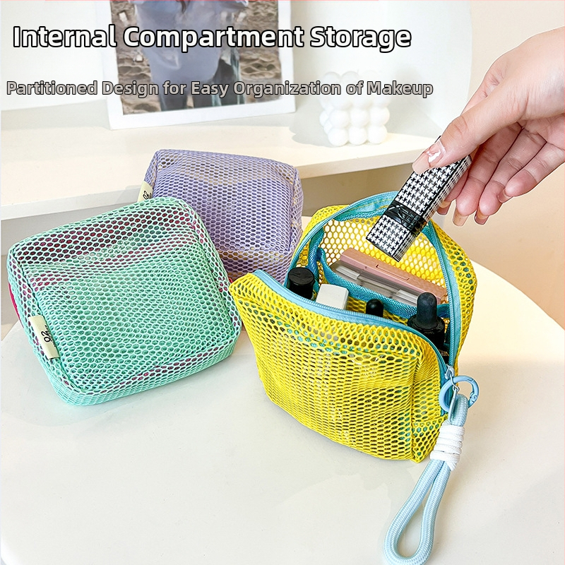 Mini peňaženka na mince, dopamínová sieťovina, tofu kozmetická taška, prenosná priedušná kozmetická taška na rúž, taška na retušovanie