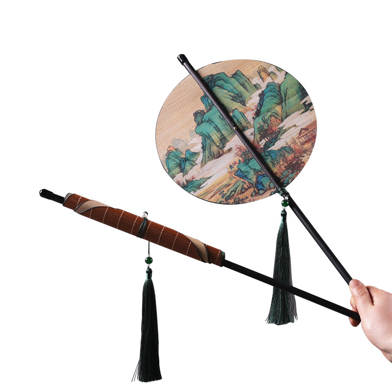 Vanaaegses stiilis lilla bambusest vöölehvik, kahepoolne grupilehvik, hiina stiilis pika käepidemega tutiga, lokkiv kokkupandav lehvik, klassikaline kaasaskantav vöölehvik