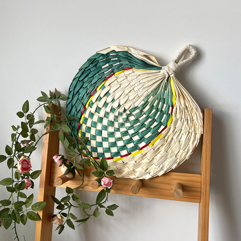 Hulgimüük õlgpalmi lehviku suvine fännikunst lahe hundinui lehe lehvik kootud käsitsi valmistatud kaasaskantav käsilehter seinale riputatav kaunistus