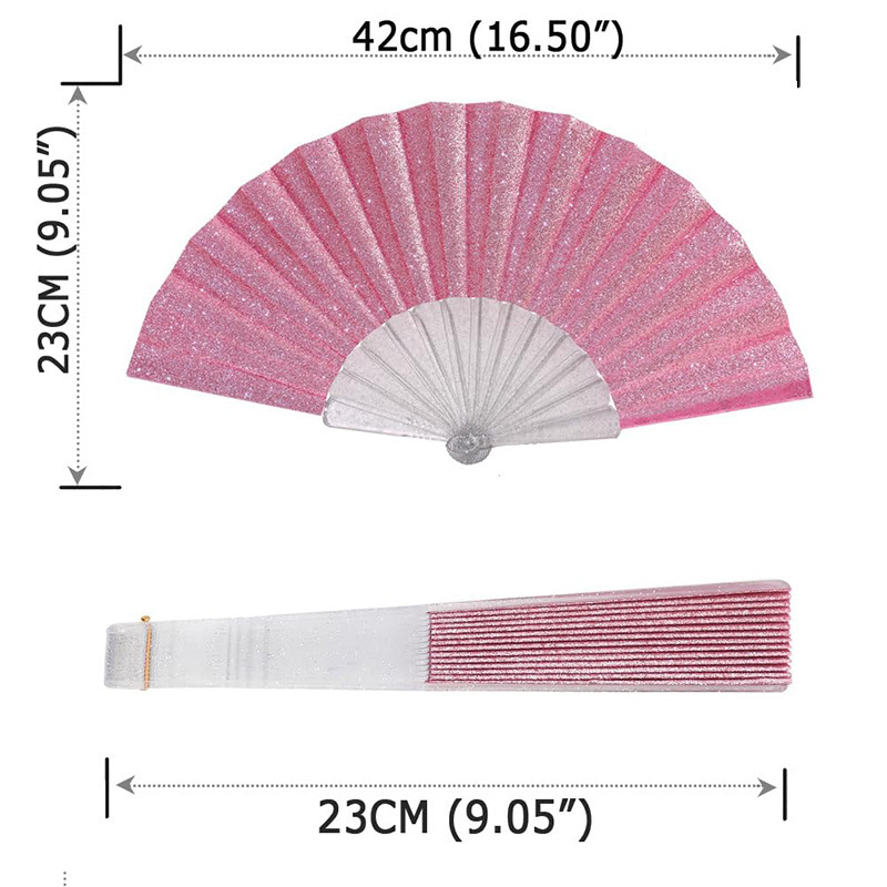 Piiriülene kuummüügis kokkupandav ventilaator, välklambiga pulberriie, läbipaistev plastventilaator, seitsmetolline peen naiste fännipidu tantsuventilaator