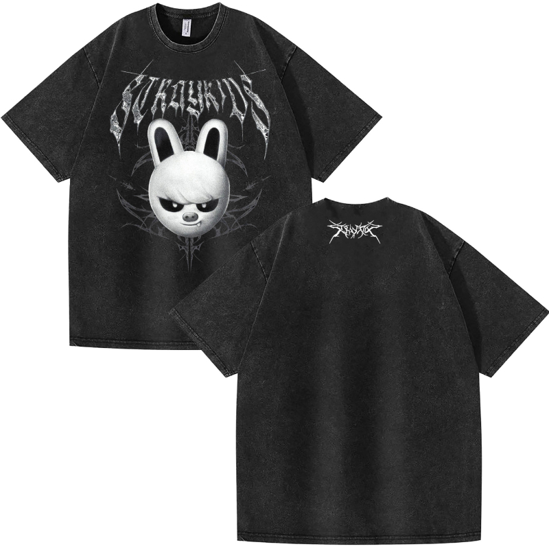 Washed Stray Kids North American Dominate Tour trükitud suvine lühikeste varrukatega puuvillane T-särk