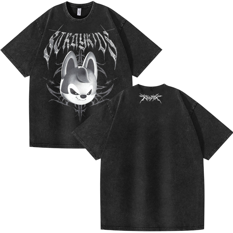 Washed Stray Kids North American Dominate Tour trükitud suvine lühikeste varrukatega puuvillane T-särk