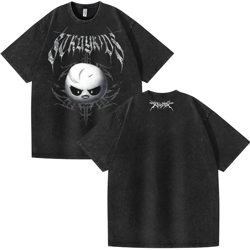 Washed Stray Kids North American Dominate Tour trükitud suvine lühikeste varrukatega puuvillane T-särk