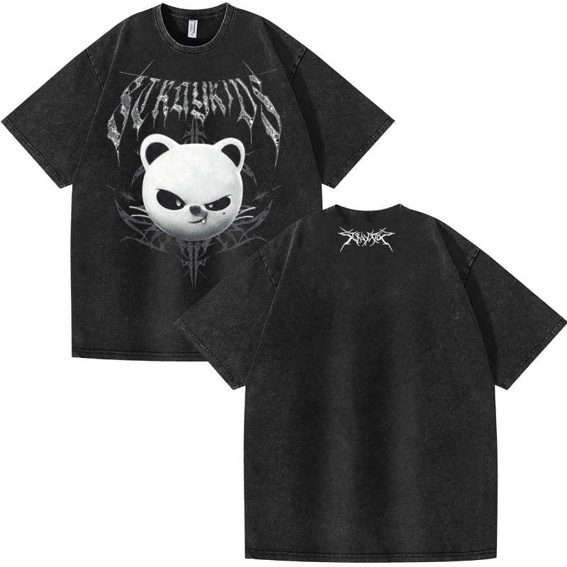 Washed Stray Kids North American Dominate Tour trükitud suvine lühikeste varrukatega puuvillane T-särk