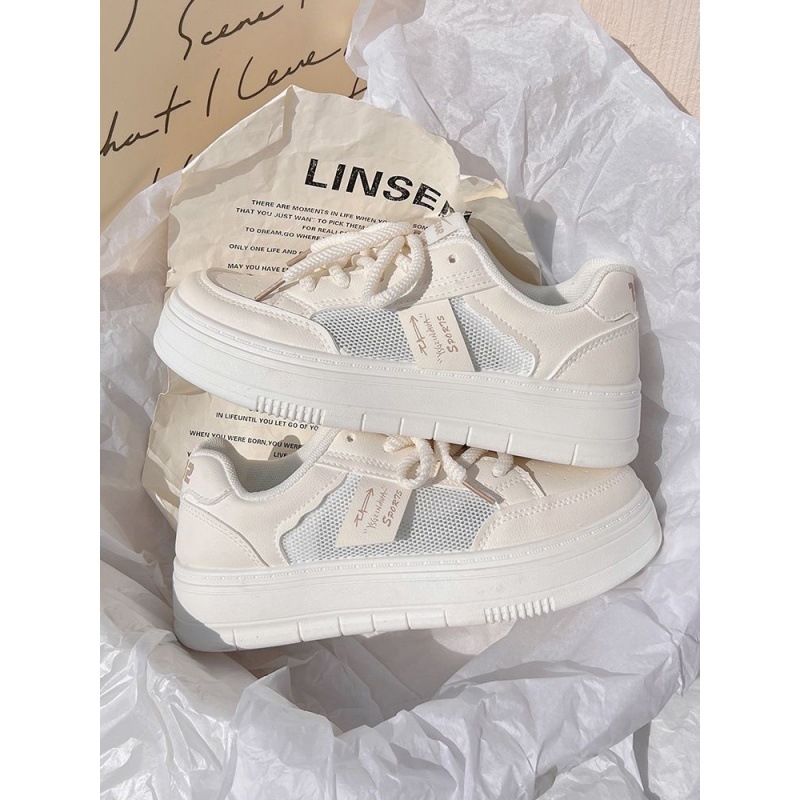 Vasarinis sijonas, kvėpuojantis, sportinis, laisvalaikio, balti batai, moteriški 2024 m. nauji, vasariniai, tinkliniai batai su didelėmis pirštais, lentos formos batai