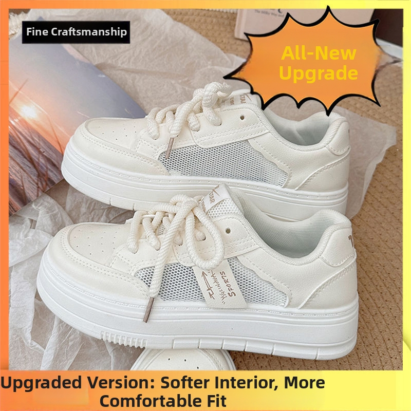 Vasarinis sijonas, kvėpuojantis, sportinis, laisvalaikio, balti batai, moteriški 2024 m. nauji, vasariniai, tinkliniai batai su didelėmis pirštais, lentos formos batai