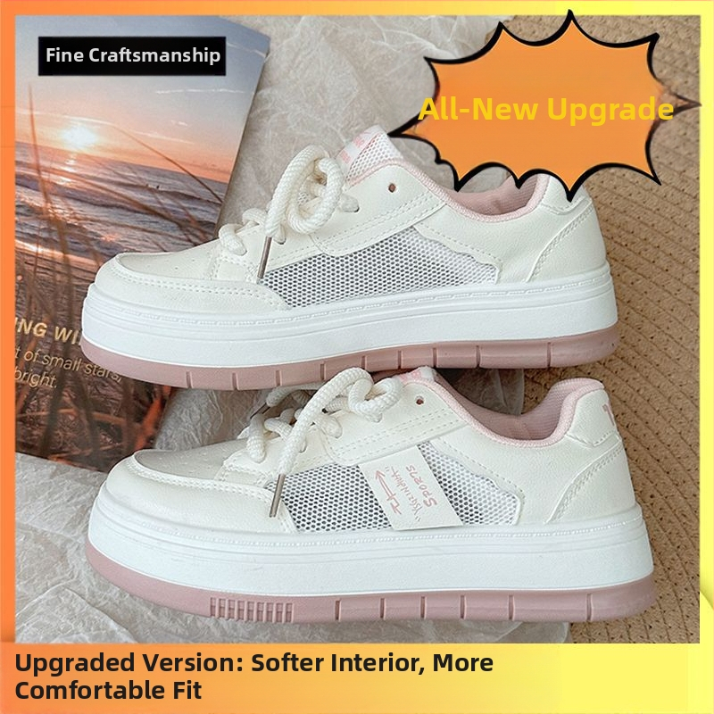 Vasarinis sijonas, kvėpuojantis, sportinis, laisvalaikio, balti batai, moteriški 2024 m. nauji, vasariniai, tinkliniai batai su didelėmis pirštais, lentos formos batai