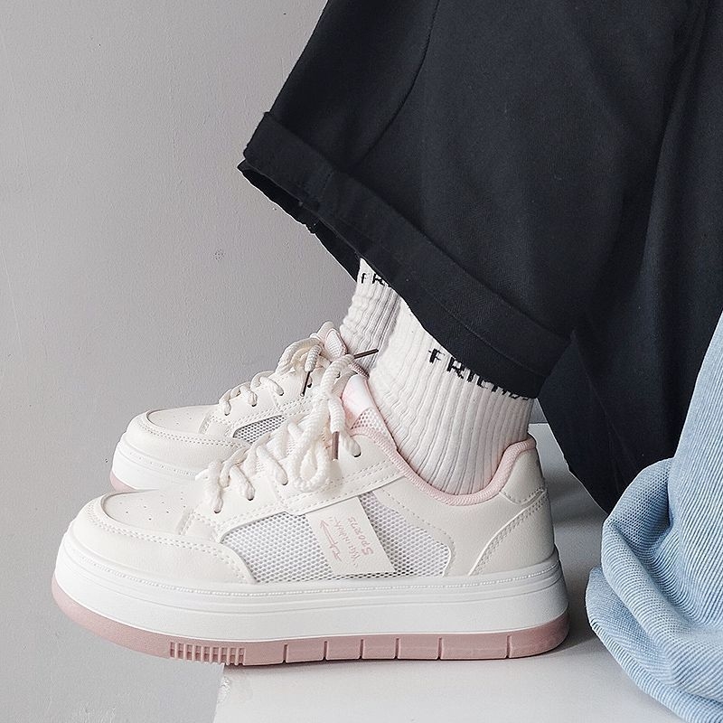 Vasarinis sijonas, kvėpuojantis, sportinis, laisvalaikio, balti batai, moteriški 2024 m. nauji, vasariniai, tinkliniai batai su didelėmis pirštais, lentos formos batai