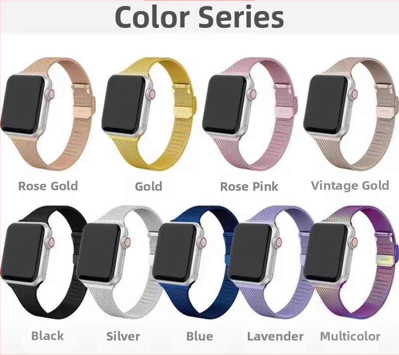 Vhodné pre Apple Watch iwatch7 6 s úzkym pásom, zmršťovací remienok z nehrdzavejúcej ocele 45/41 mm, kovový remienok Milan SE