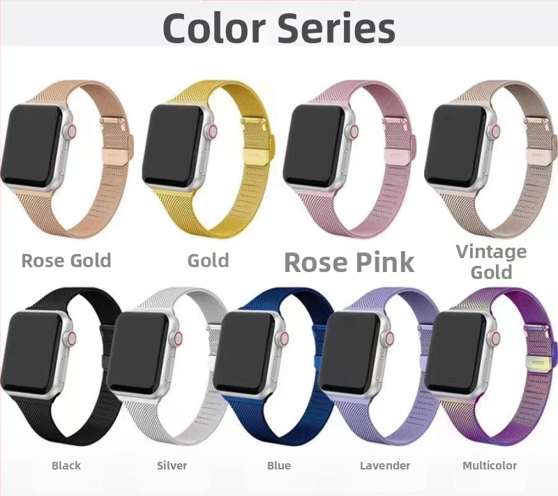 Sobib Apple Watch iwatch7 6-le, väikese vöökohaga kokkutõmbuv roostevabast terasest 45/41mm Milan rihm SE metallist vöö