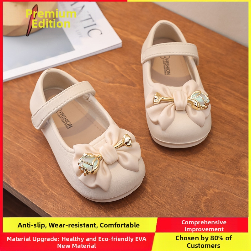 Bērnu pupiņu formas apavi meitenēm 2025. gada pavasara un rudens modeļiem, jauni, neslīdoši, mīksti, apakšā esoši mazuļu princeses apavi, moderni, personalizēti ārzemju stilā
