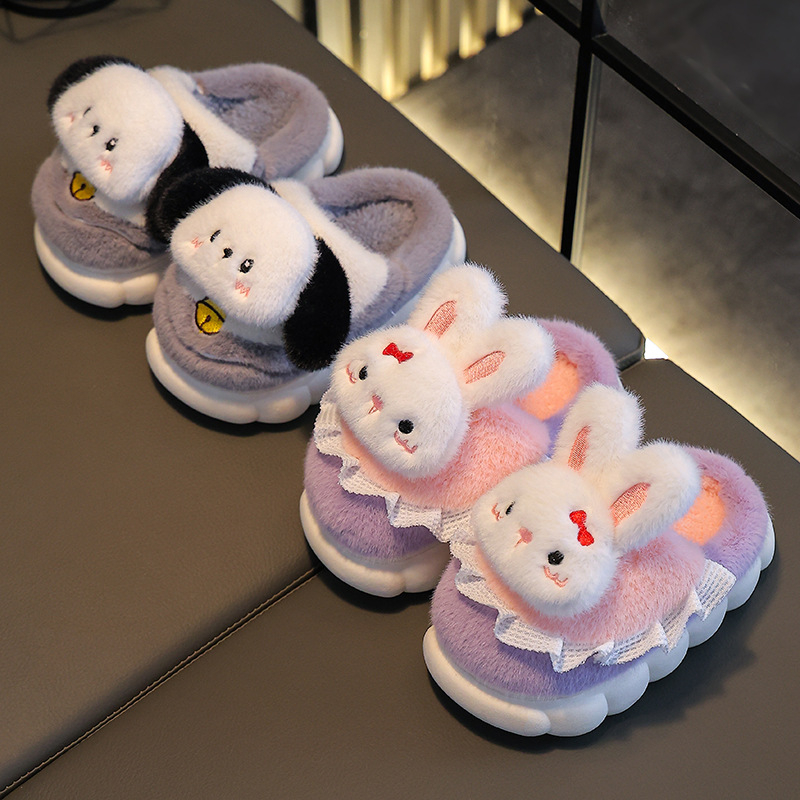 Laste puuvillased sussid fliisvoodriga, paksud, soojad, libisemiskindlad, meeste ja naiste väikese ja keskmise suurusega beebiplüssjalatsid talveks