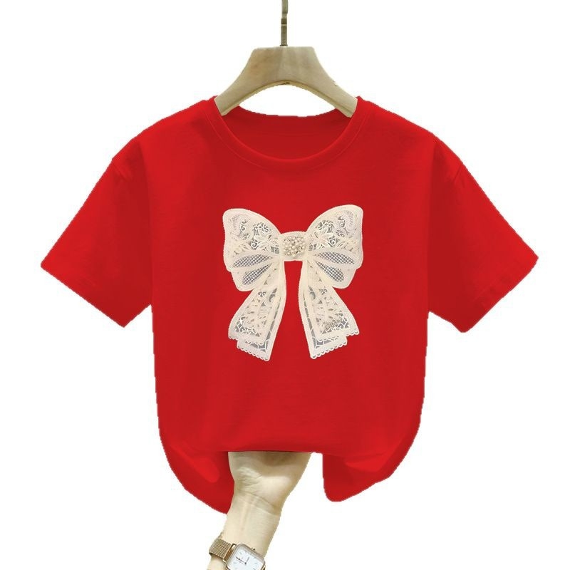 2366# Puuvillast tüdrukute lühikeste varrukatega T-särk Suvine laste beebikoomiks Lääne stiilis universaalne vabaaja trükitud topp