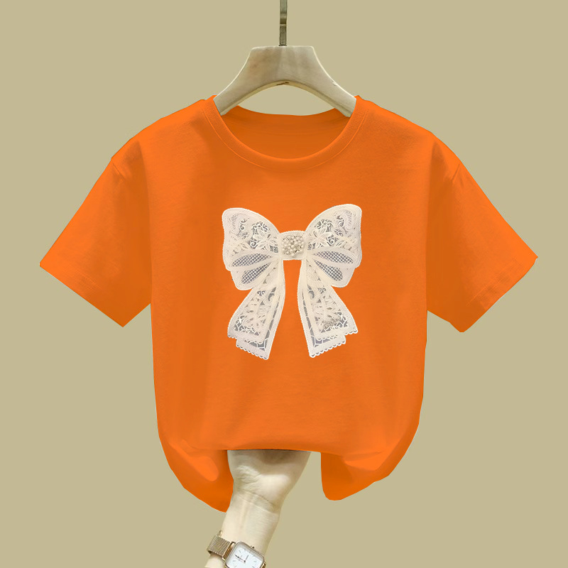 2366# Puuvillast tüdrukute lühikeste varrukatega T-särk Suvine laste beebikoomiks Lääne stiilis universaalne vabaaja trükitud topp