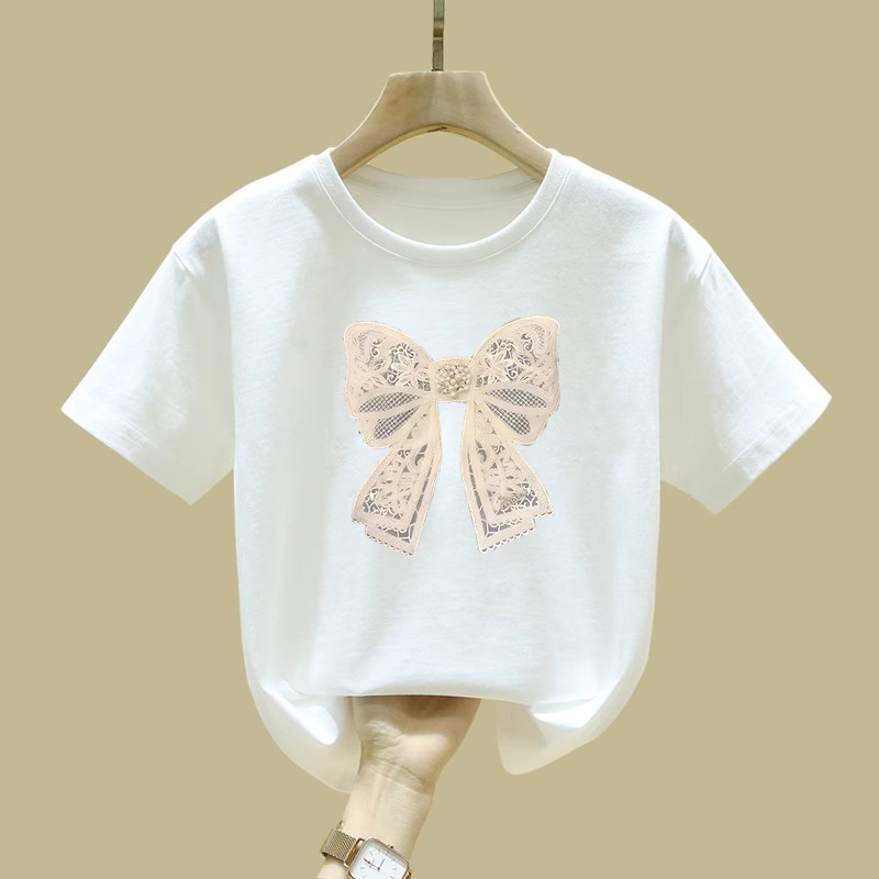 2366# Puuvillast tüdrukute lühikeste varrukatega T-särk Suvine laste beebikoomiks Lääne stiilis universaalne vabaaja trükitud topp