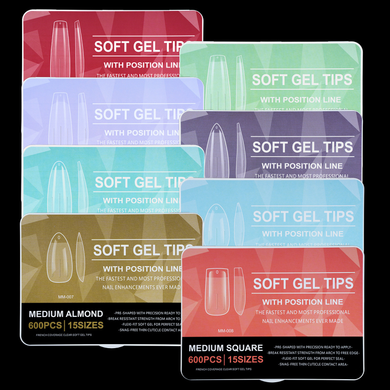 Piiriülesed populaarsed maniküüriplaastrid, kantavad pikendused, õmblusteta läbipaistvad mandlikujulised ruudukujulised trapetsikujulised õhukesed kunstküüned