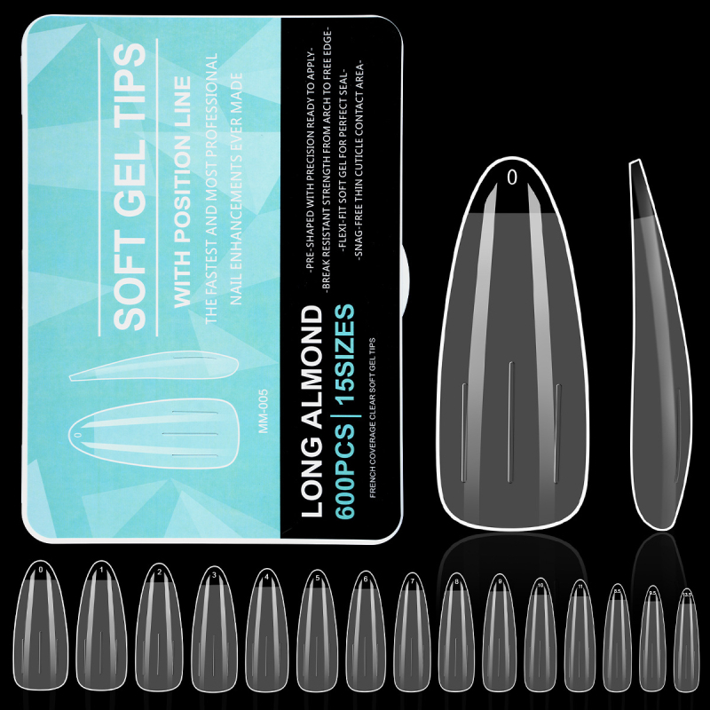 Piiriülesed populaarsed maniküüriplaastrid, kantavad pikendused, õmblusteta läbipaistvad mandlikujulised ruudukujulised trapetsikujulised õhukesed kunstküüned