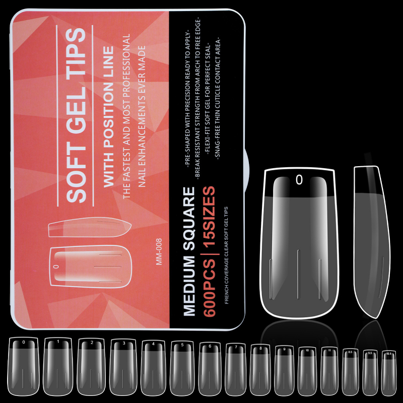 Piiriülesed populaarsed maniküüriplaastrid, kantavad pikendused, õmblusteta läbipaistvad mandlikujulised ruudukujulised trapetsikujulised õhukesed kunstküüned