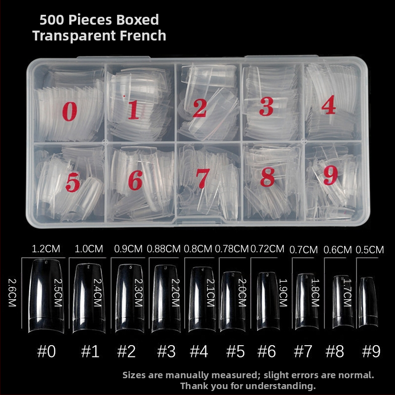 Maniküür 500-osaline karbis küünetükk läbipaistev täispasta poolpasta küünetükk kunstküünetükk läbipaistev prantsuse stiilis