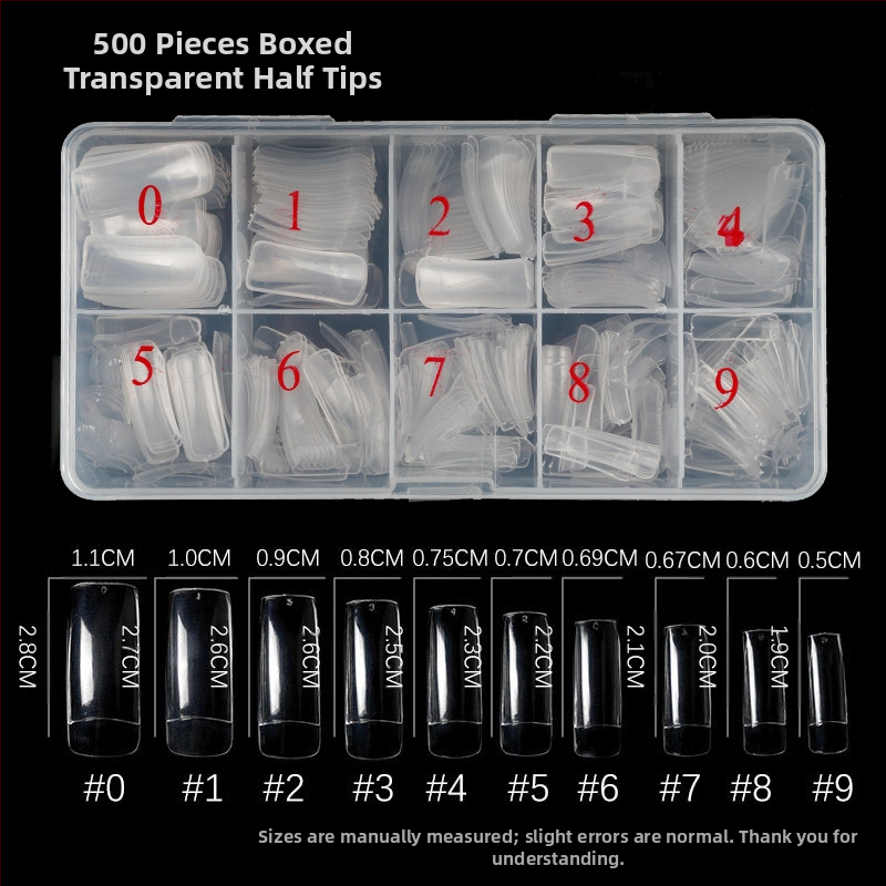 Maniküür 500-osaline karbis küünetükk läbipaistev täispasta poolpasta küünetükk kunstküünetükk läbipaistev prantsuse stiilis