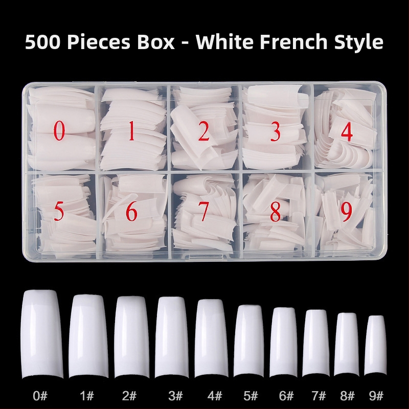 Maniküür 500-osaline karbis küünetükk läbipaistev täispasta poolpasta küünetükk kunstküünetükk läbipaistev prantsuse stiilis