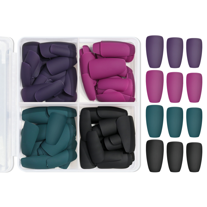 Piiriülesed kuumad pakkumised, ühevärvilised mattklaasiga küünetükid, lühikesed kleebised, mattklaasiga kunstküüned, eemaldatavad ja kantavad, 96 tk