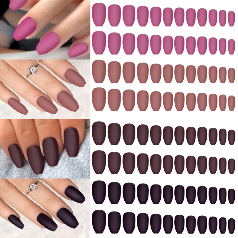 Piiriülesed kuumad pakkumised, ühevärvilised mattklaasiga küünetükid, lühikesed kleebised, mattklaasiga kunstküüned, eemaldatavad ja kantavad, 96 tk