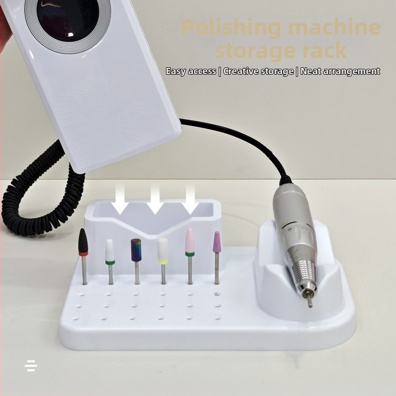 Stojan na umiestnenie brúsok cez hranice, organizér na vrtáky, náradie na manikúru, úložný box na manikúru, brúsna hlava