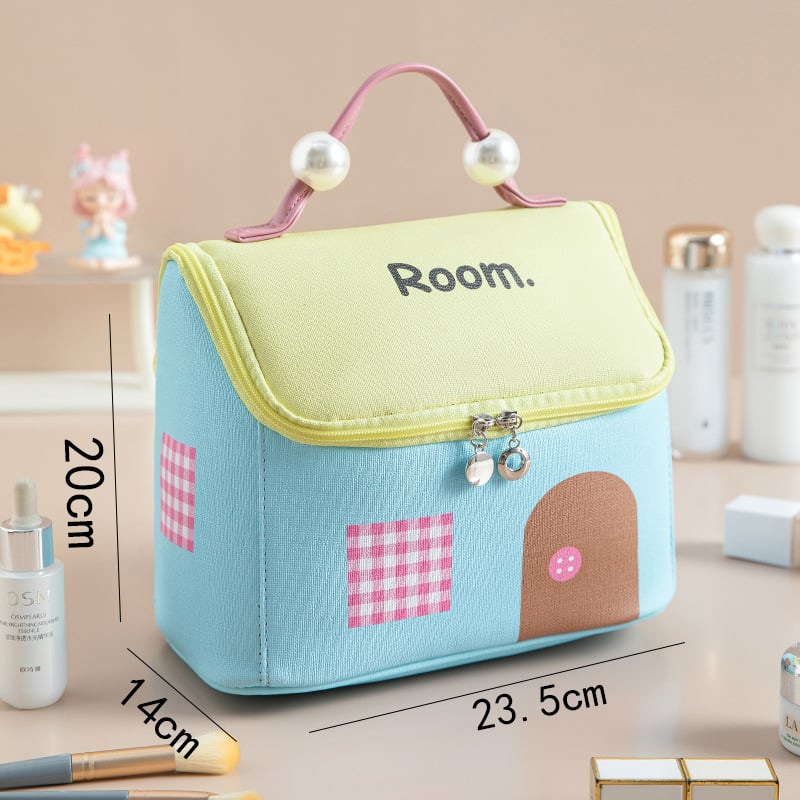 Χαριτωμένη τσάντα καλλυντικών σπιτιού μεγάλης χωρητικότητας μαλακή φορητή τσάντα αποθήκευσης υψηλής ομορφιάς τσάντα πλυσίματος ταξιδιού φορητή τσάντα αποθήκευσης