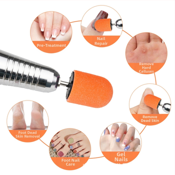 Kvaliteetne piiriülene poleerimispea, lihvimismüts, pediküür surnud naha konnasilmade eemaldamiseks, maniküüri poleerimislihv, trumlivõll, poleerimislihvimütsi komplekt