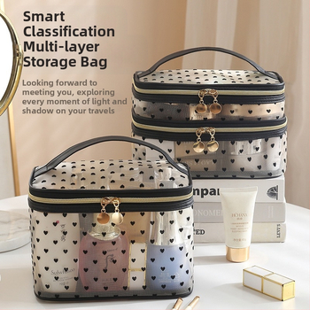 Feifei flokeeritud armastusega kaasaskantav kosmeetikakott kosmeetikatoodete hoiukott sidurikott kosmeetikakott suur mahutavus