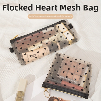 Feifei flokeeritud armastusega kaasaskantav kosmeetikakott kosmeetikatoodete hoiukott sidurikott kosmeetikakott suur mahutavus