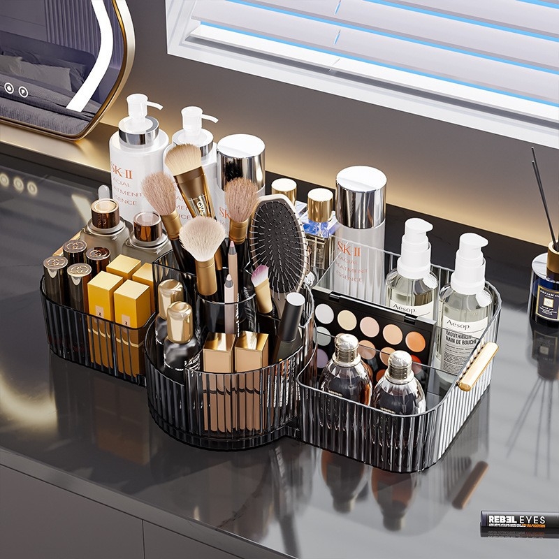 Pöörlev kosmeetikatoodete hoiukarp Advanced Sense lauaarvuti hoiuriiul suure mahutavusega parfüümide nahahoolduseks läbipaistev hoiukarp