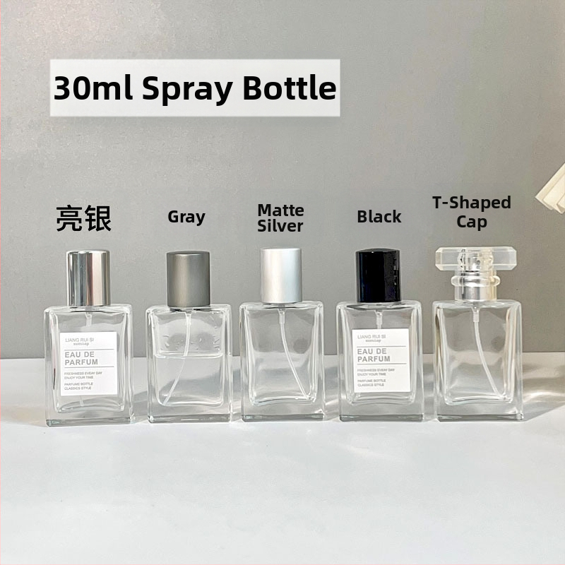 Бутилка за дозиране на парфюм 30 мл, стилна преносима козметична стъклена бутилка с дървена капачка, преса за спрей, прозрачна бутилка за парфюм, празна бутилка