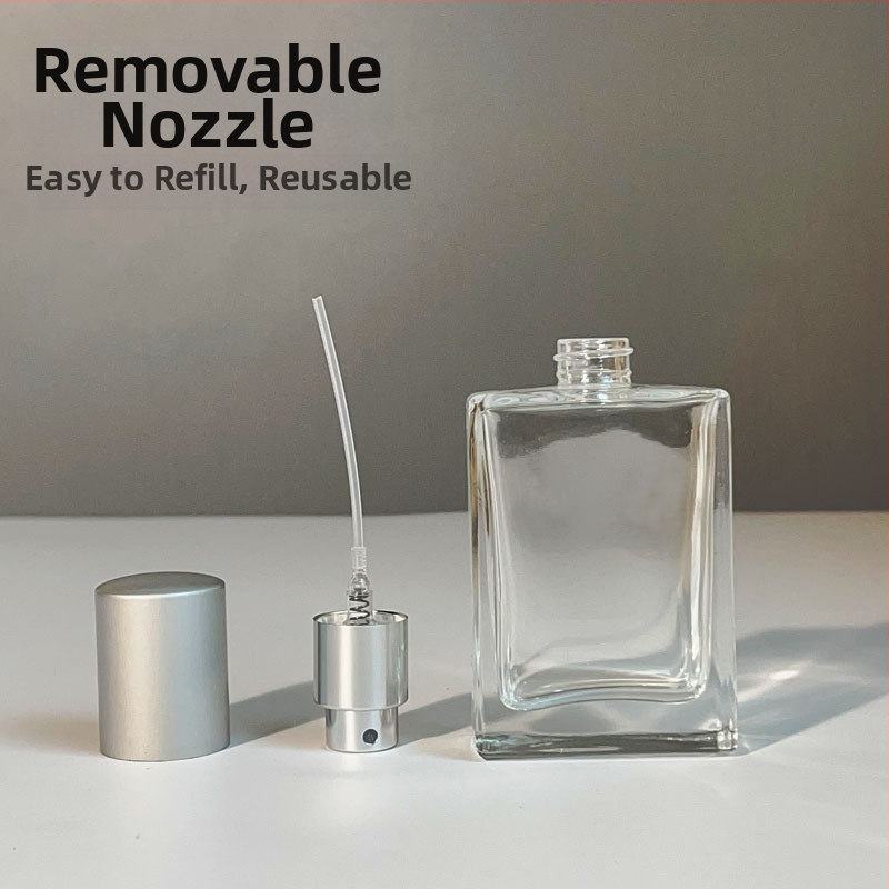 Бутилка за дозиране на парфюм 30 мл, стилна преносима козметична стъклена бутилка с дървена капачка, преса за спрей, прозрачна бутилка за парфюм, празна бутилка