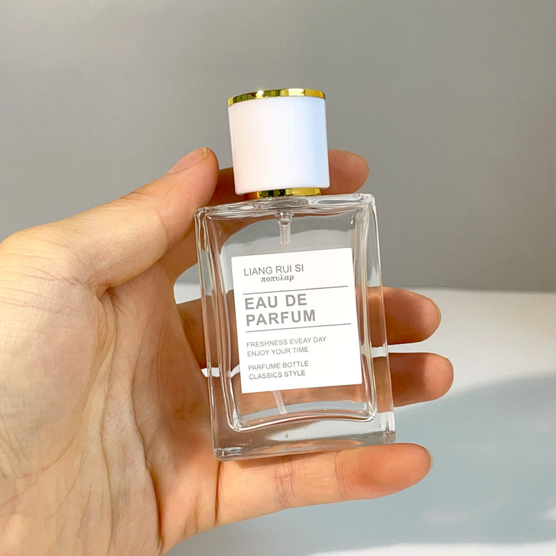 Parfüümipudel 30ml Stiilne kaasaskantav kosmeetiline klaaspudel Puidust kork Press Spray Läbipaistev parfüümipudel Tühi pudel