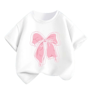 2242 # Tüdrukute lühikeste varrukatega T-särk Suvine uus laste poolvarrukatega topid Moodsad beebiriided Suvised laste riided