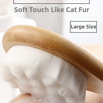 Vannihari kassiküünisega pehmete karvadega pika käepidemega vannihari meestele ja naistele naha hõõrumiseks muda vannirätikuga kehahari seljale