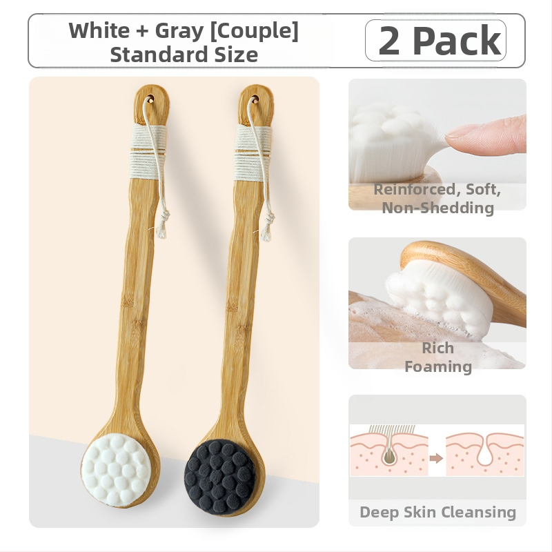 Vannihari kassiküünisega pehmete karvadega pika käepidemega vannihari meestele ja naistele naha hõõrumiseks muda vannirätikuga kehahari seljale