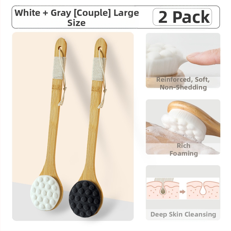 Vannihari kassiküünisega pehmete karvadega pika käepidemega vannihari meestele ja naistele naha hõõrumiseks muda vannirätikuga kehahari seljale