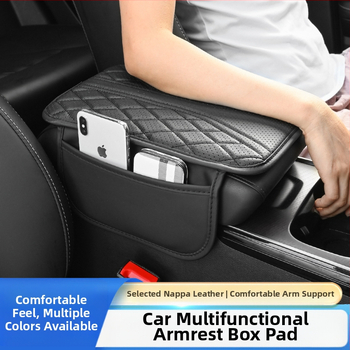 Piiriülese auto keskjuhtimisega käetoe kasti padi universaalne käetoe kasti kaitsekate tikitud turvapadja salongi muutmise tarvikud