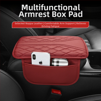 Piiriülese auto keskjuhtimisega käetoe kasti padi universaalne käetoe kasti kaitsekate tikitud turvapadja salongi muutmise tarvikud