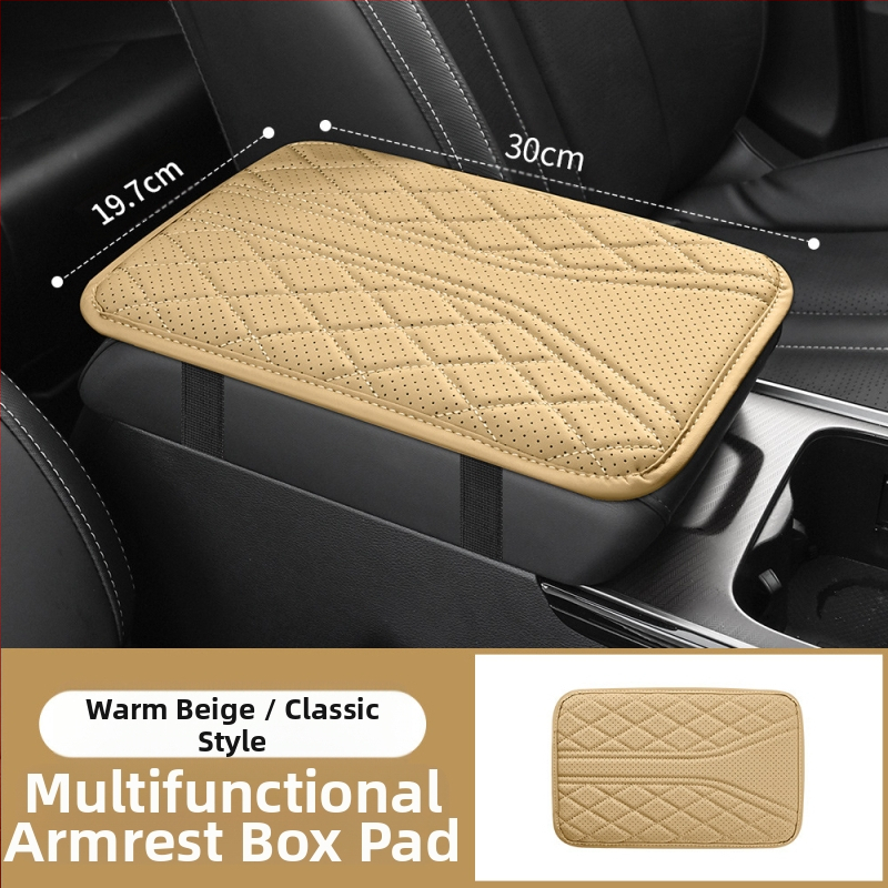 Piiriülese auto keskjuhtimisega käetoe kasti padi universaalne käetoe kasti kaitsekate tikitud turvapadja salongi muutmise tarvikud