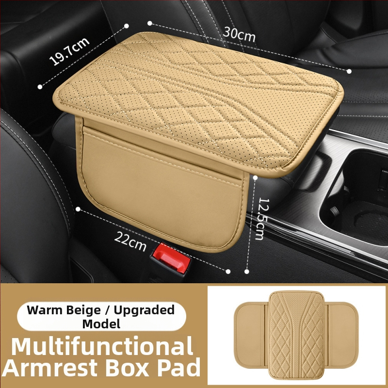 Piiriülese auto keskjuhtimisega käetoe kasti padi universaalne käetoe kasti kaitsekate tikitud turvapadja salongi muutmise tarvikud