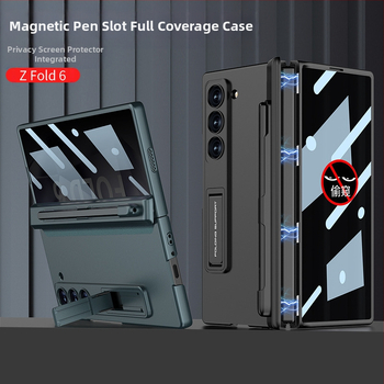 Samsung Galaxy Z Fold6 kokkupandava ekraaniga telefoniümbris, piilumisvastane magnetiline puhastusklamber, pliiatsi pesaga telefoniümbris