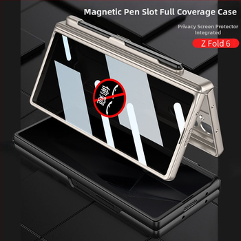 Samsung Galaxy Z Fold6 kokkupandava ekraaniga telefoniümbris, piilumisvastane magnetiline puhastusklamber, pliiatsi pesaga telefoniümbris