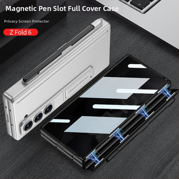 Samsung Galaxy Z Fold6 kokkupandava ekraaniga telefoniümbris, piilumisvastane magnetiline puhastusklamber, pliiatsi pesaga telefoniümbris